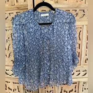 Doen Silk Blouse.  Cornflower blue with beautiful details